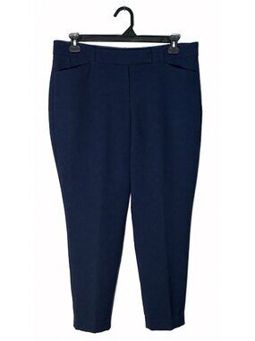 Navy Blue Womens Dress Pants With Slim Tapered Fit And Zipper Closure